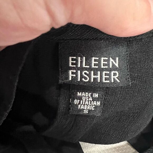 Eileen Fisher Viscose Linen Blend Black Oversized Lagenlook Button Front Top S - Picture 3 of 8